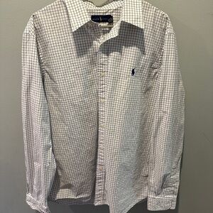 Ralph Lauren XL White Navy Windowpane Check Button Down Shirt